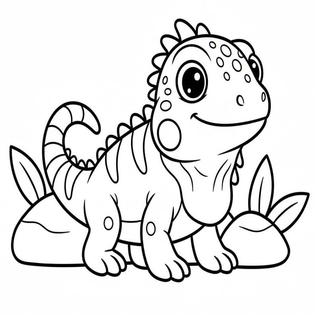 Fise de colorat cu Iguană imprimabile pentru copii