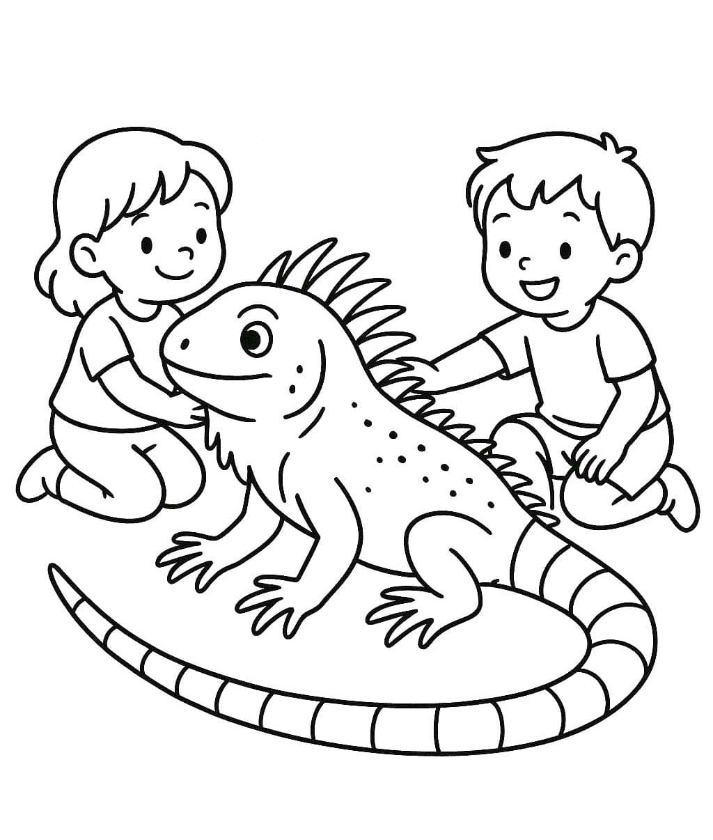 Fise de colorat cu Iguană pentru copii