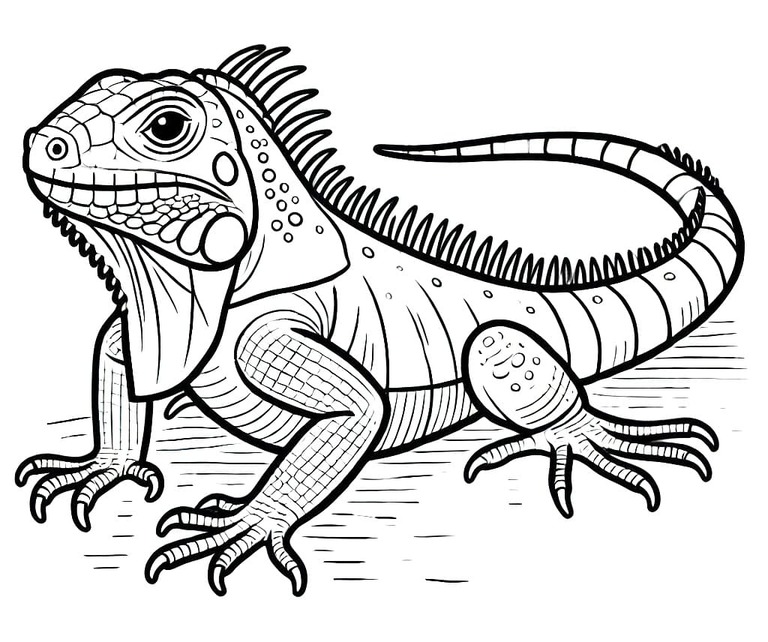 Fise de colorat cu Iguană simplu la copii