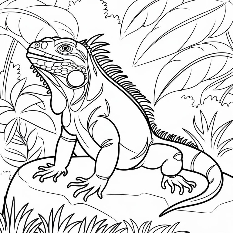 Fise de colorat cu Iguană uşor la copii