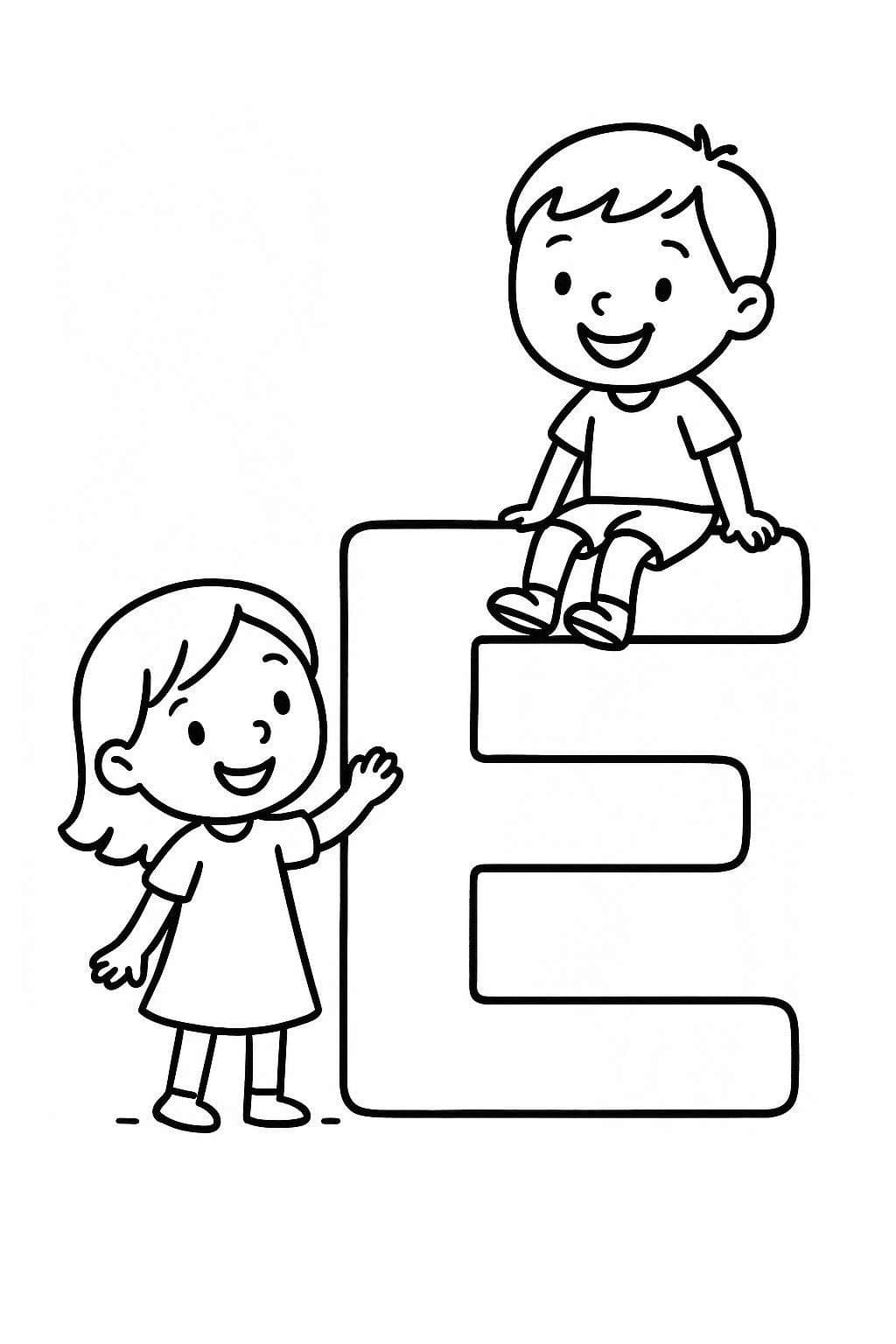 Fise de colorat cu Imagine Litera E gratuit