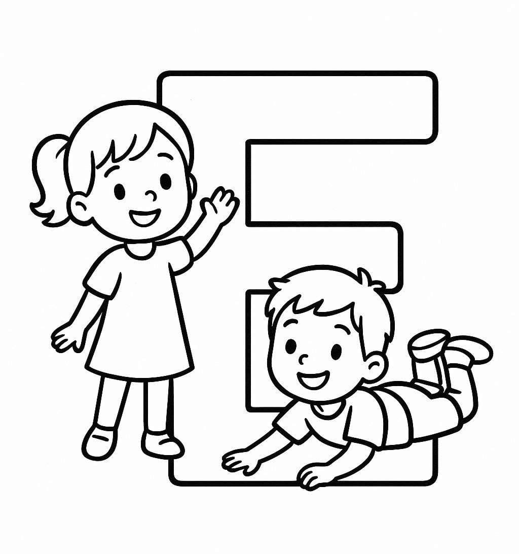 Fise de colorat cu Imagine Litera E la copii