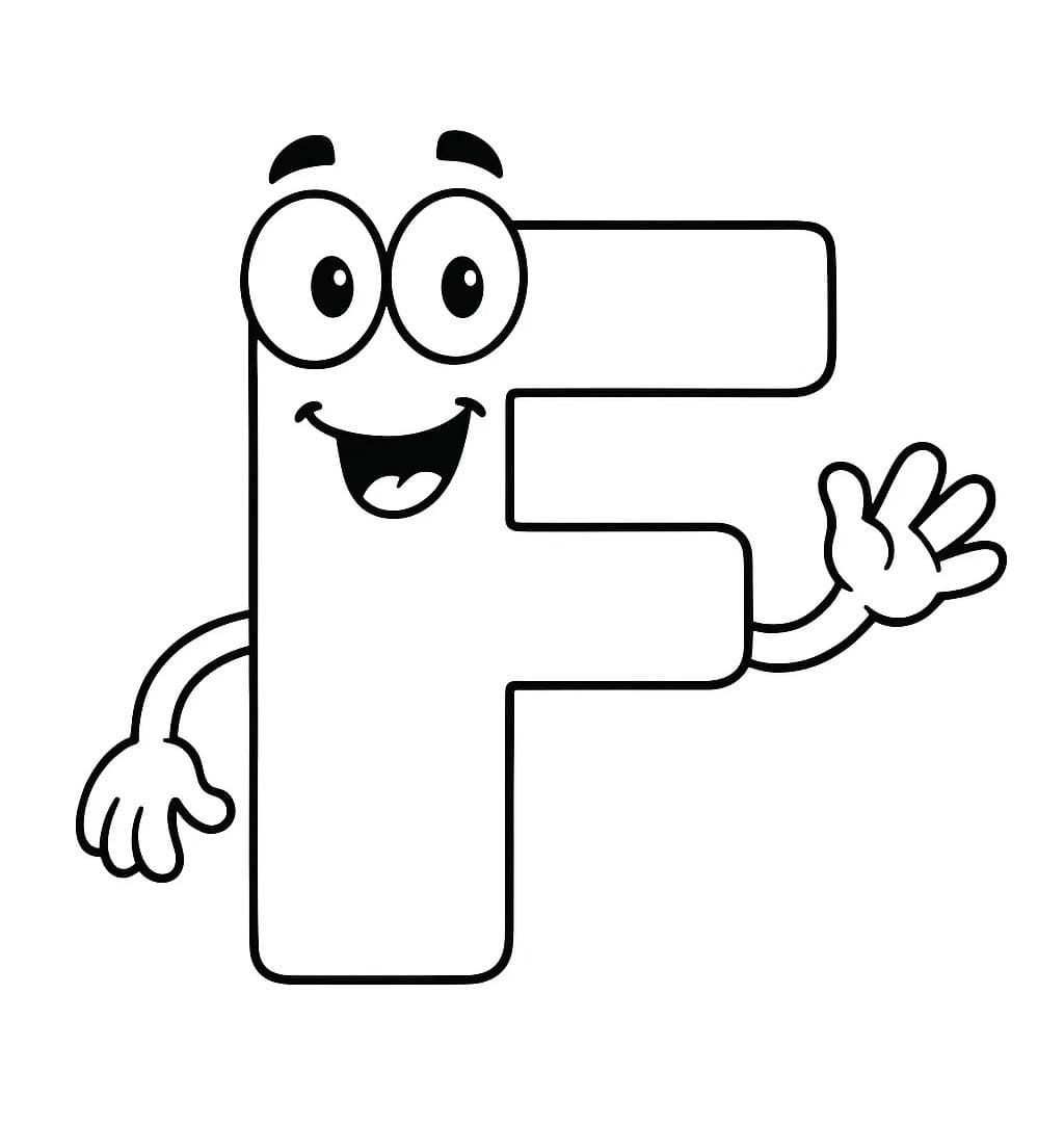 Fise de colorat cu Imagine Litera F gratuit