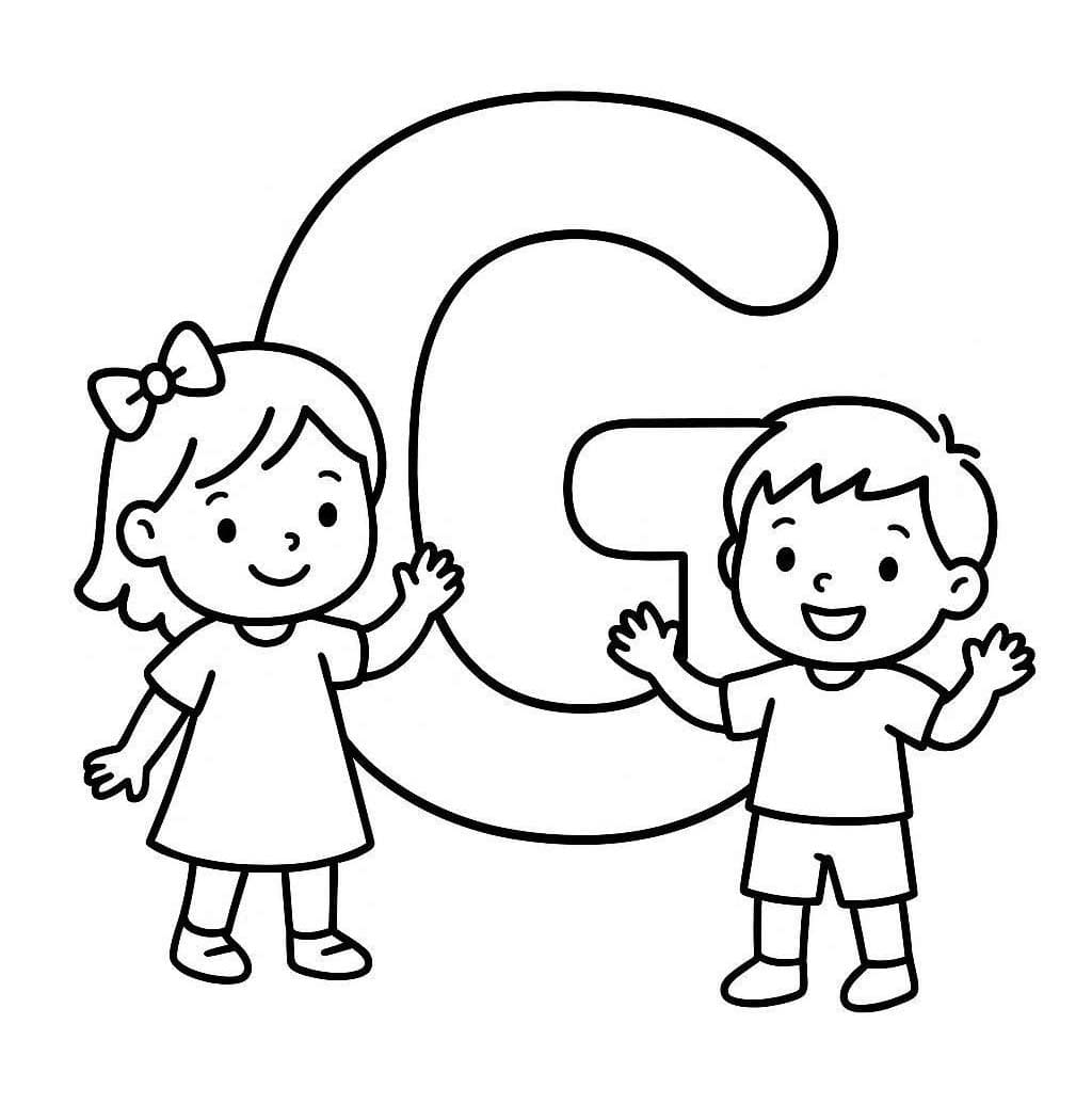 Fise de colorat cu Imagine Litera G gratuit