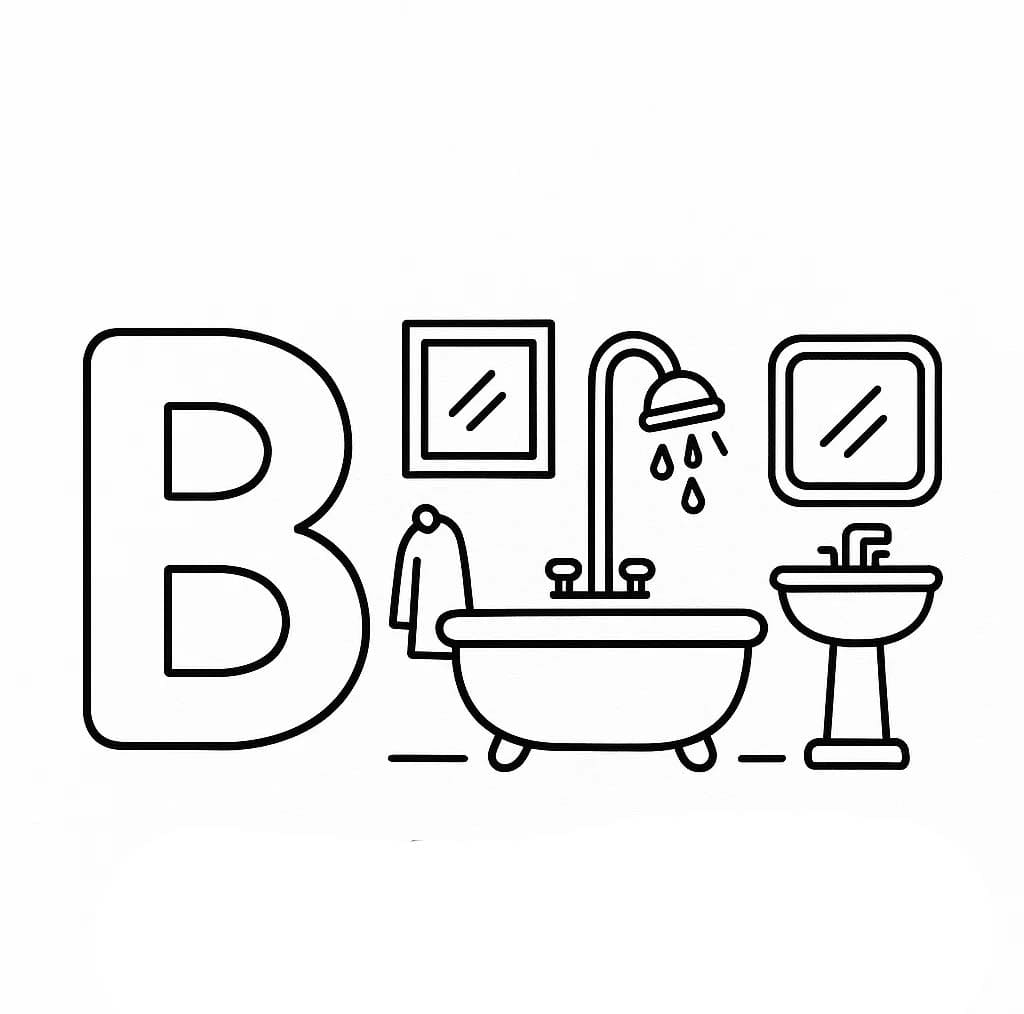 Fise de colorat cu Litera B este pentru Baie