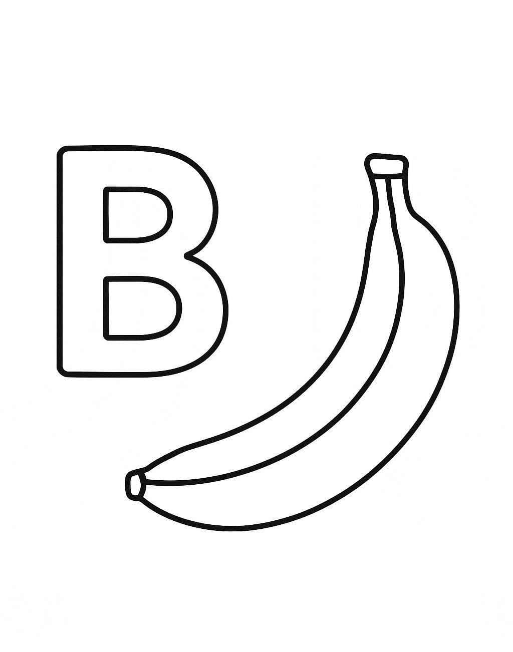 Fise de colorat cu Litera B este pentru Banana