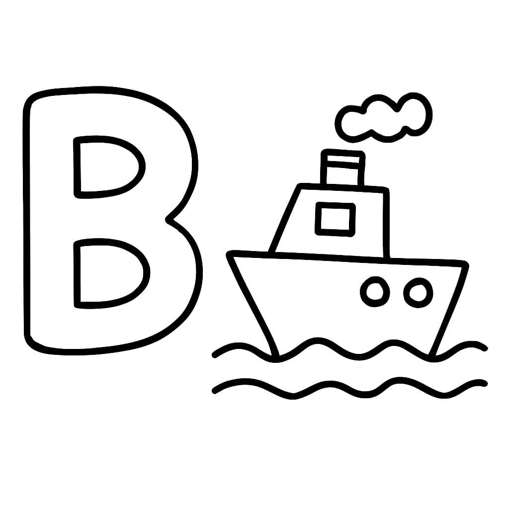 Fise de colorat cu Litera B este pentru Barcă