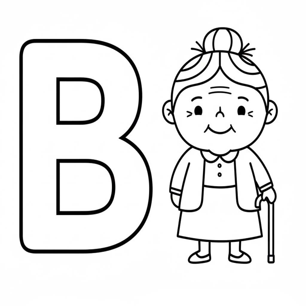 Fise de colorat cu Litera B este pentru Bătrân