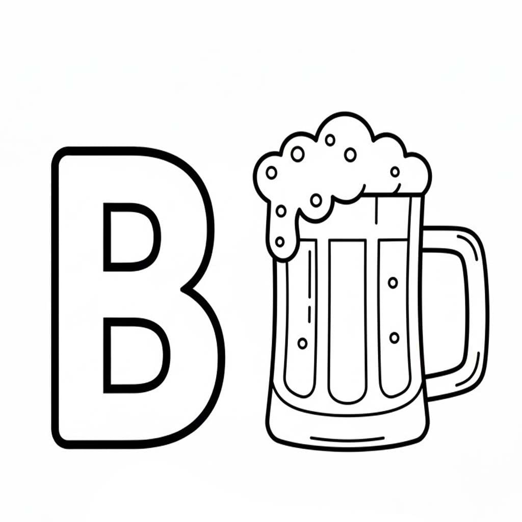 Fise de colorat cu Litera B este pentru Bere