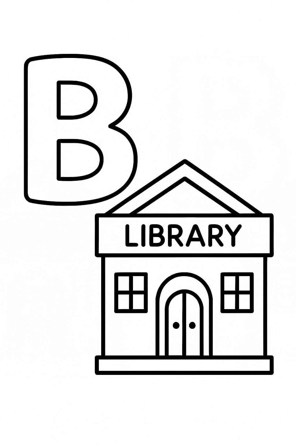 Fise de colorat cu Litera B este pentru Bibliotecă