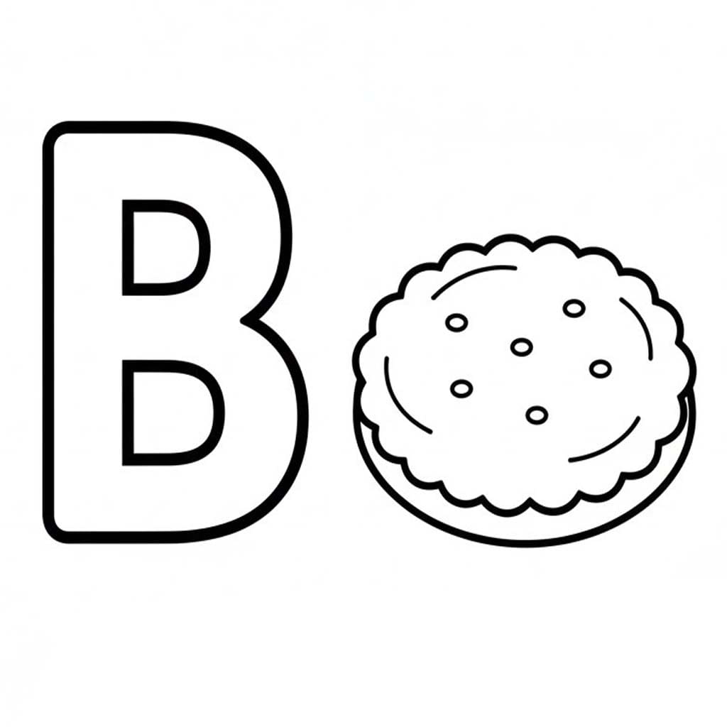 Fise de colorat cu Litera B este pentru Biscuit