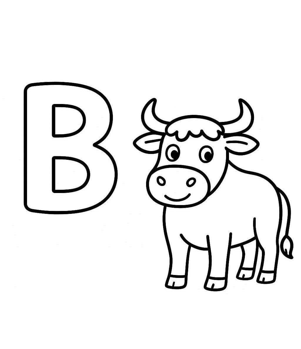 Fise de colorat cu Litera B este pentru Bou