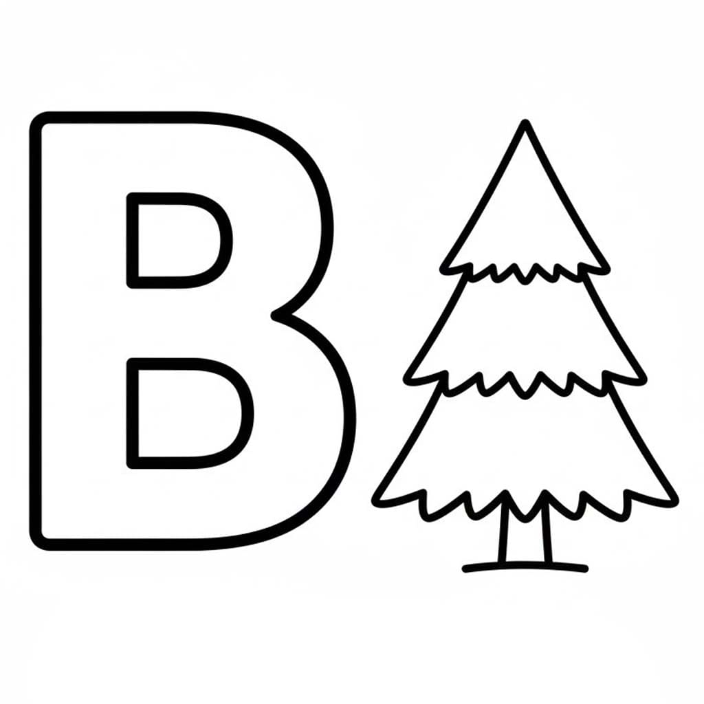 Fise de colorat cu Litera B este pentru Brad