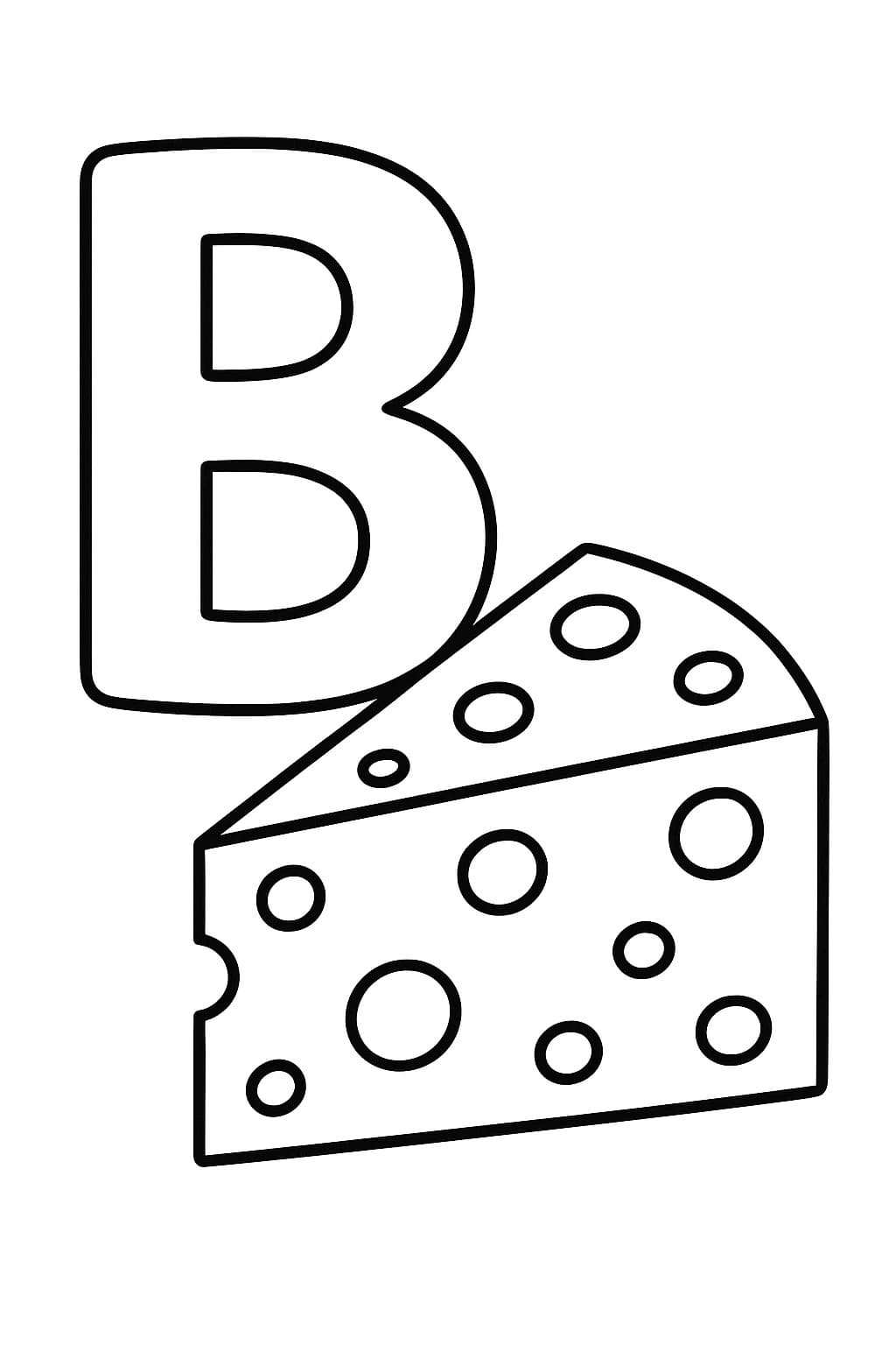 Fise de colorat cu Litera B este pentru Brânză