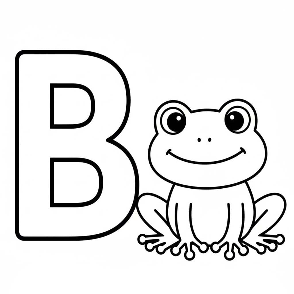 Fise de colorat cu Litera B este pentru Broască