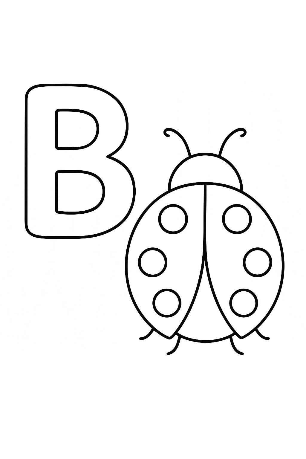 Fise de colorat cu Litera B este pentru Buburuză