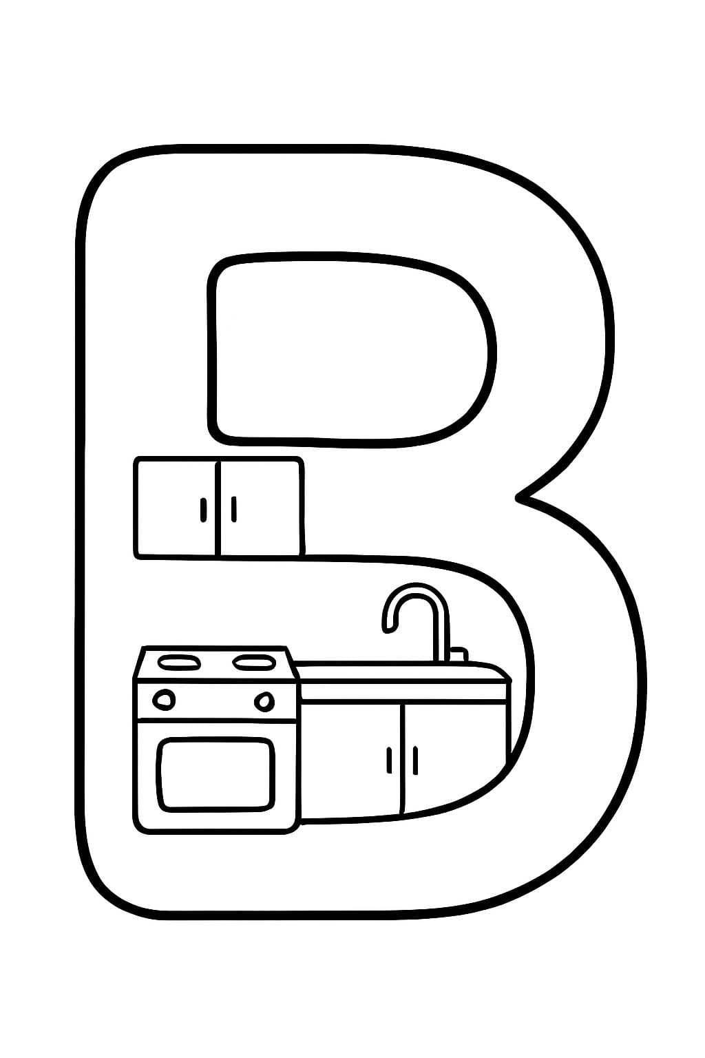 Fise de colorat cu Litera B este pentru Bucătărie