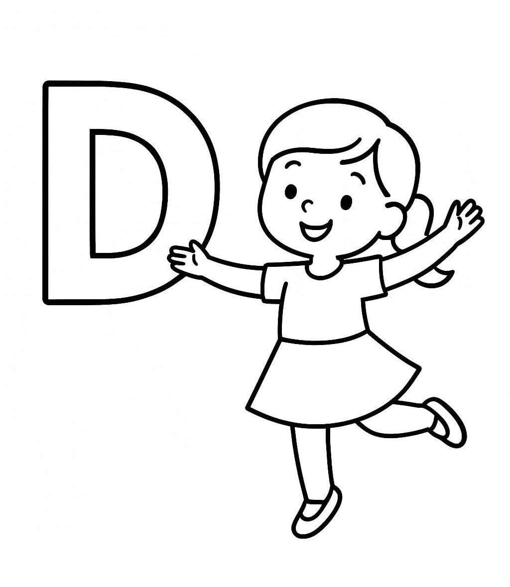 Fise de colorat cu Litera D este pentru Dans