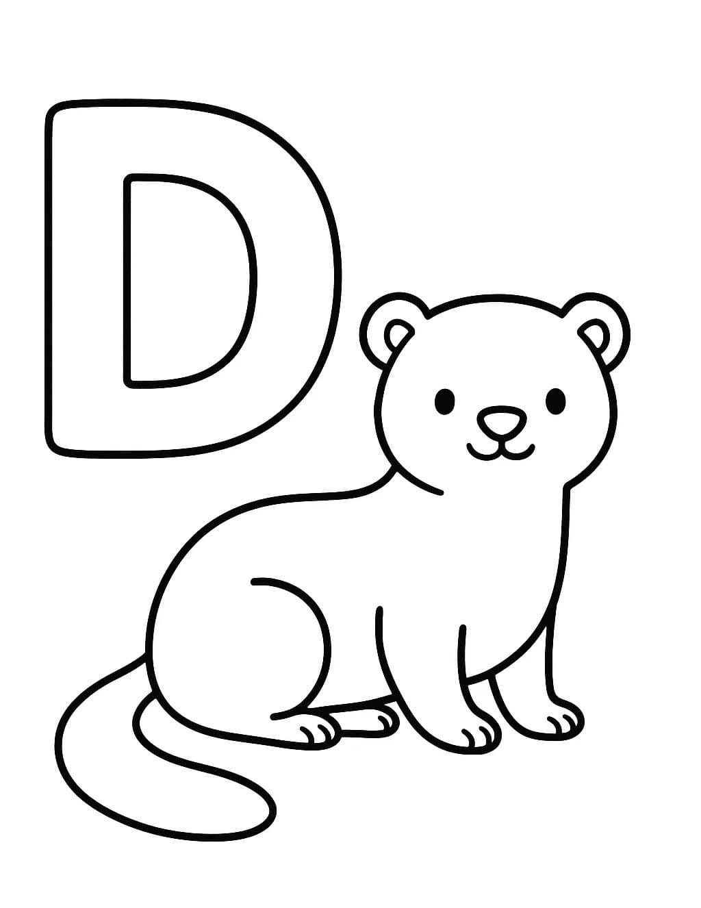 Fise de colorat cu Litera D este pentru Dihor