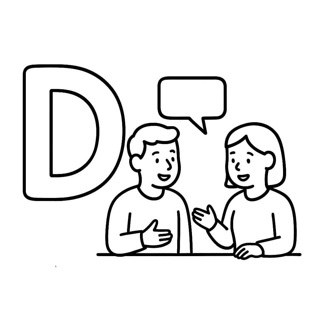 Fise de colorat cu Litera D este pentru Discuție