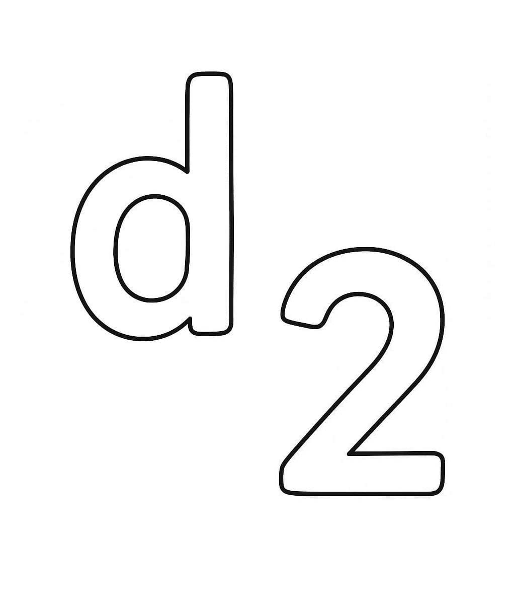 Fise de colorat cu Litera D este pentru Doi
