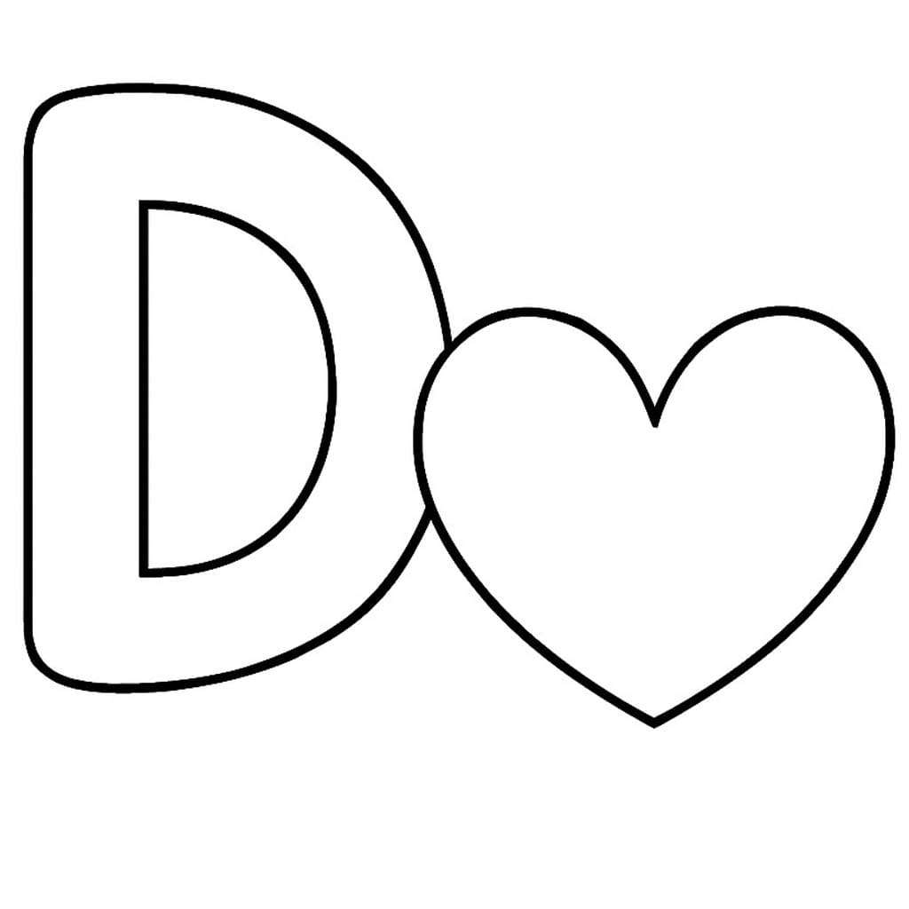 Fise de colorat cu Litera D este pentru Dragoste
