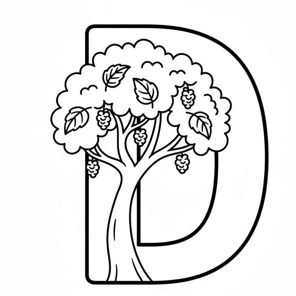 Fise de colorat cu Litera D este pentru Dud