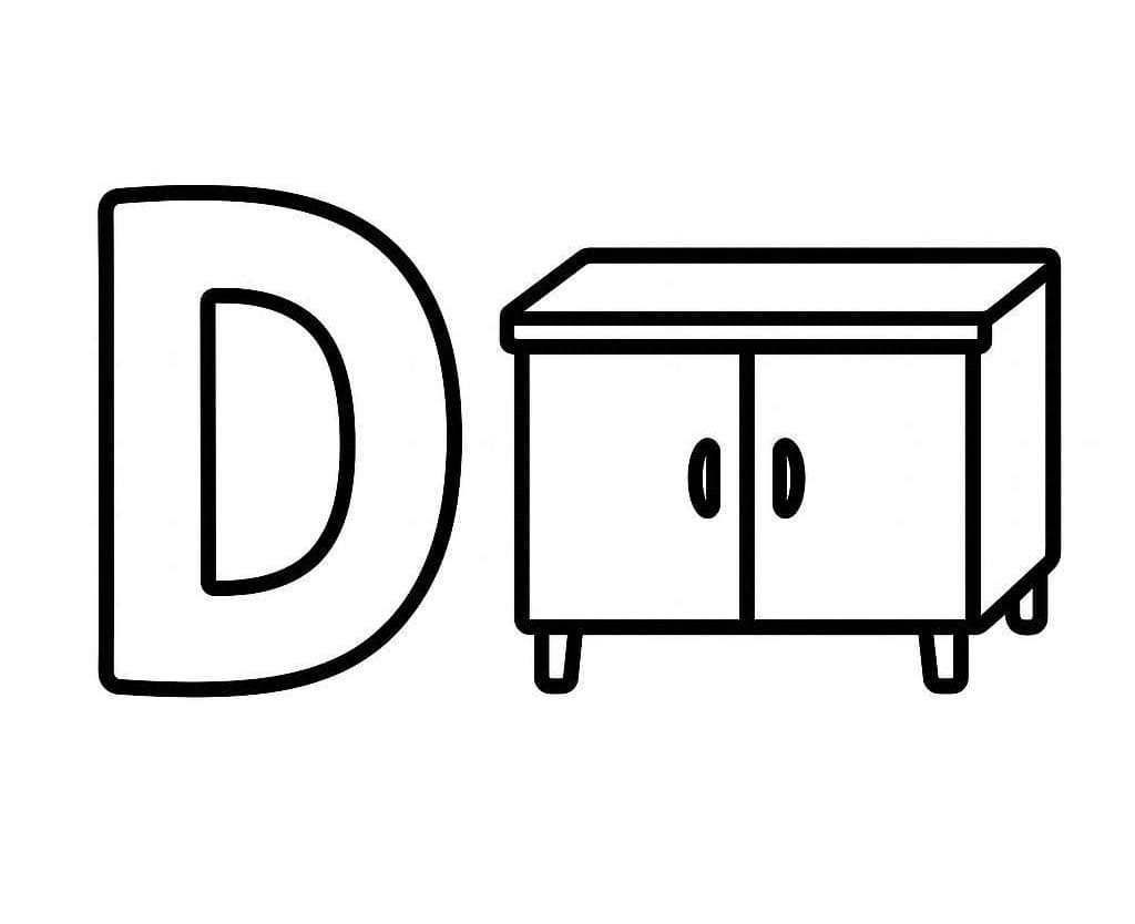 Fise de colorat cu Litera D este pentru Dulap
