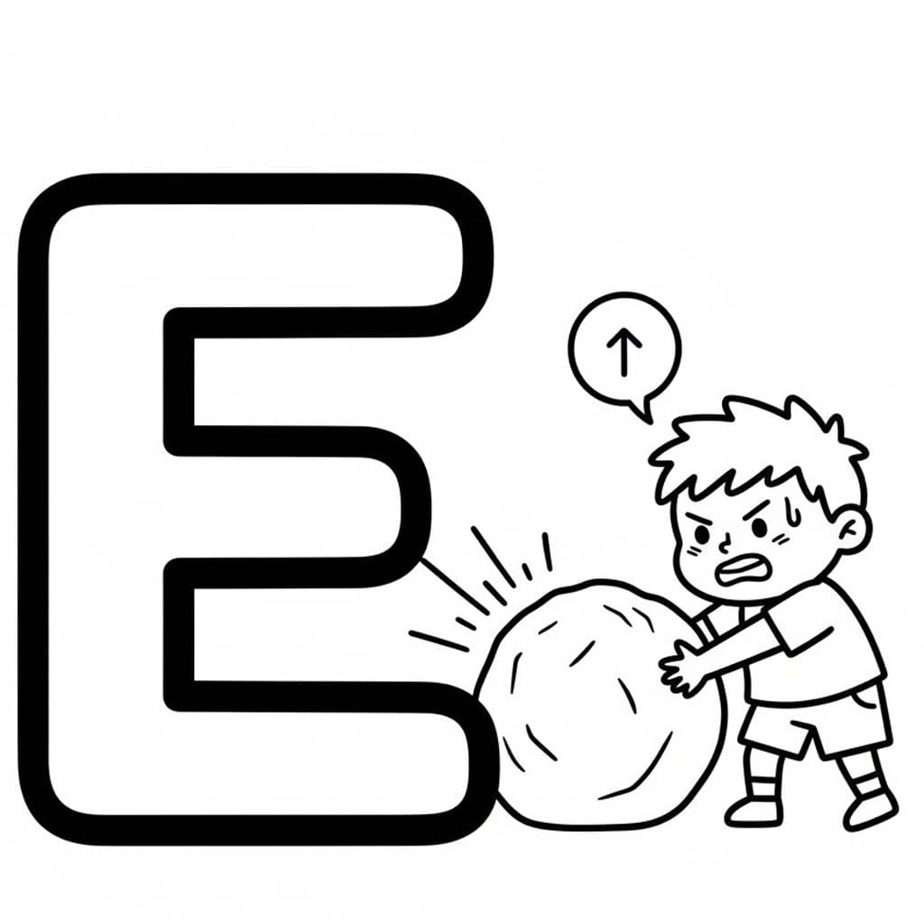 Fise de colorat cu Litera E este pentru Efort