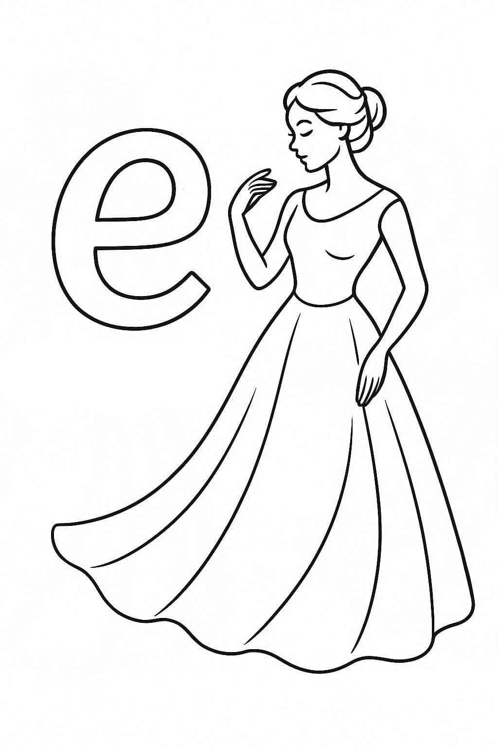 Fise de colorat cu Litera E este pentru Eleganță