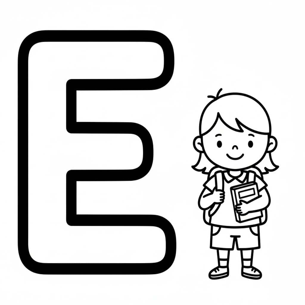 Fise de colorat cu Litera E este pentru Elev