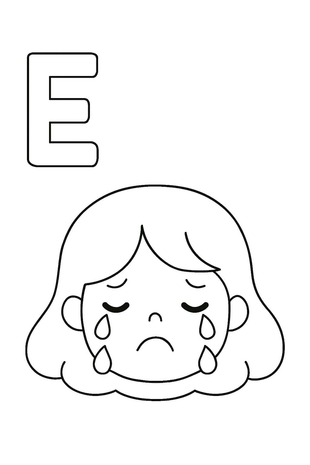 Fise de colorat cu Litera E este pentru Emoție