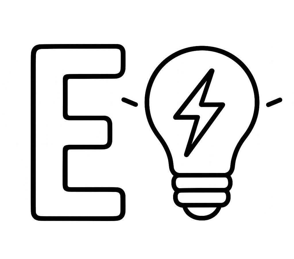 Fise de colorat cu Litera E este pentru Energie
