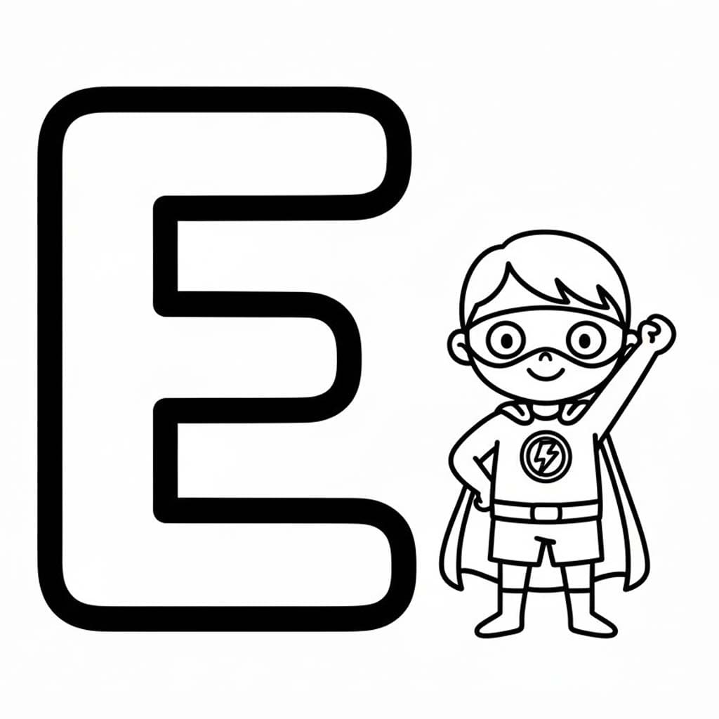 Fise de colorat cu Litera E este pentru Erou