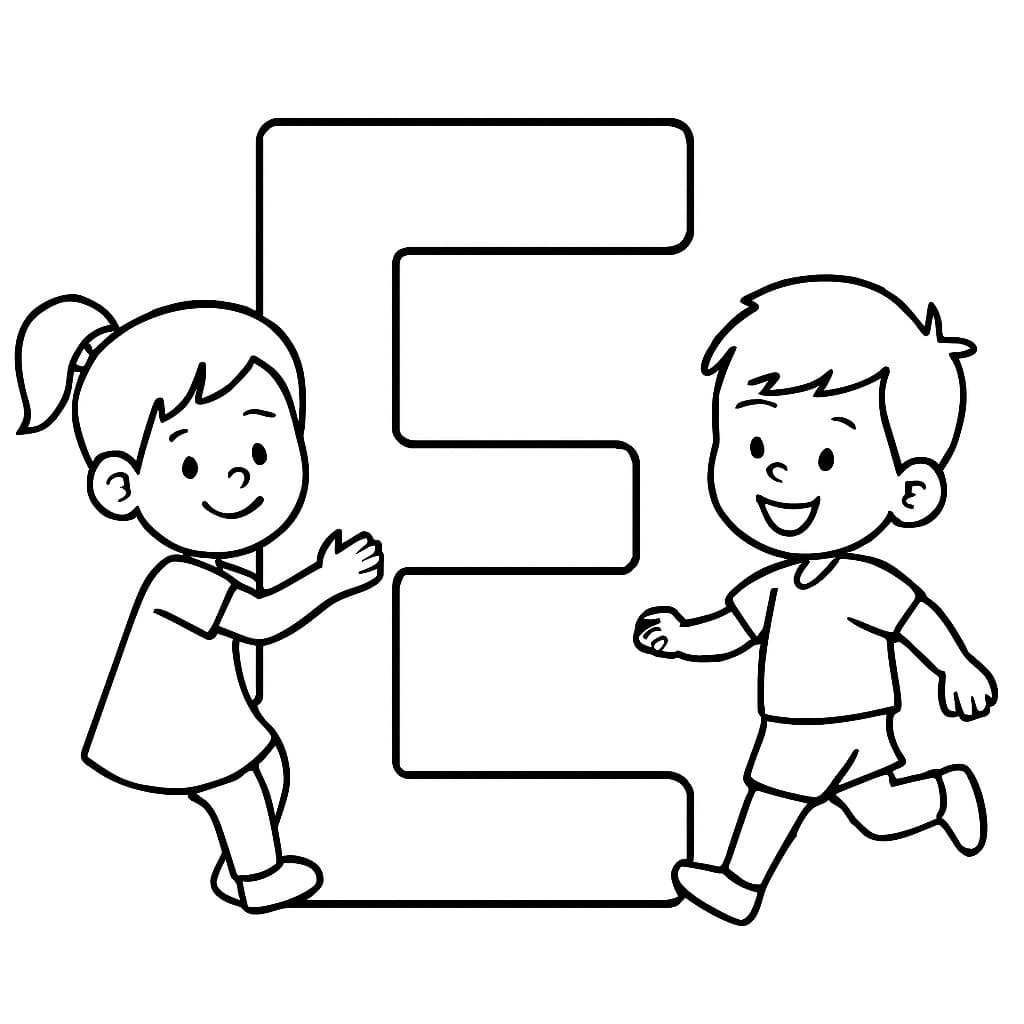 Fise de colorat cu Litera E gratuit