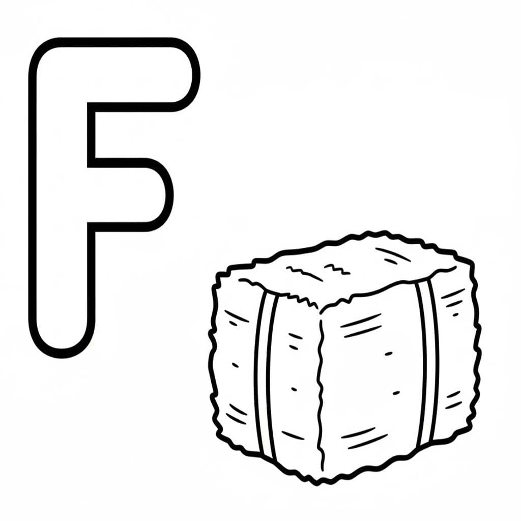 Fise de colorat cu Litera F este pentru Fân