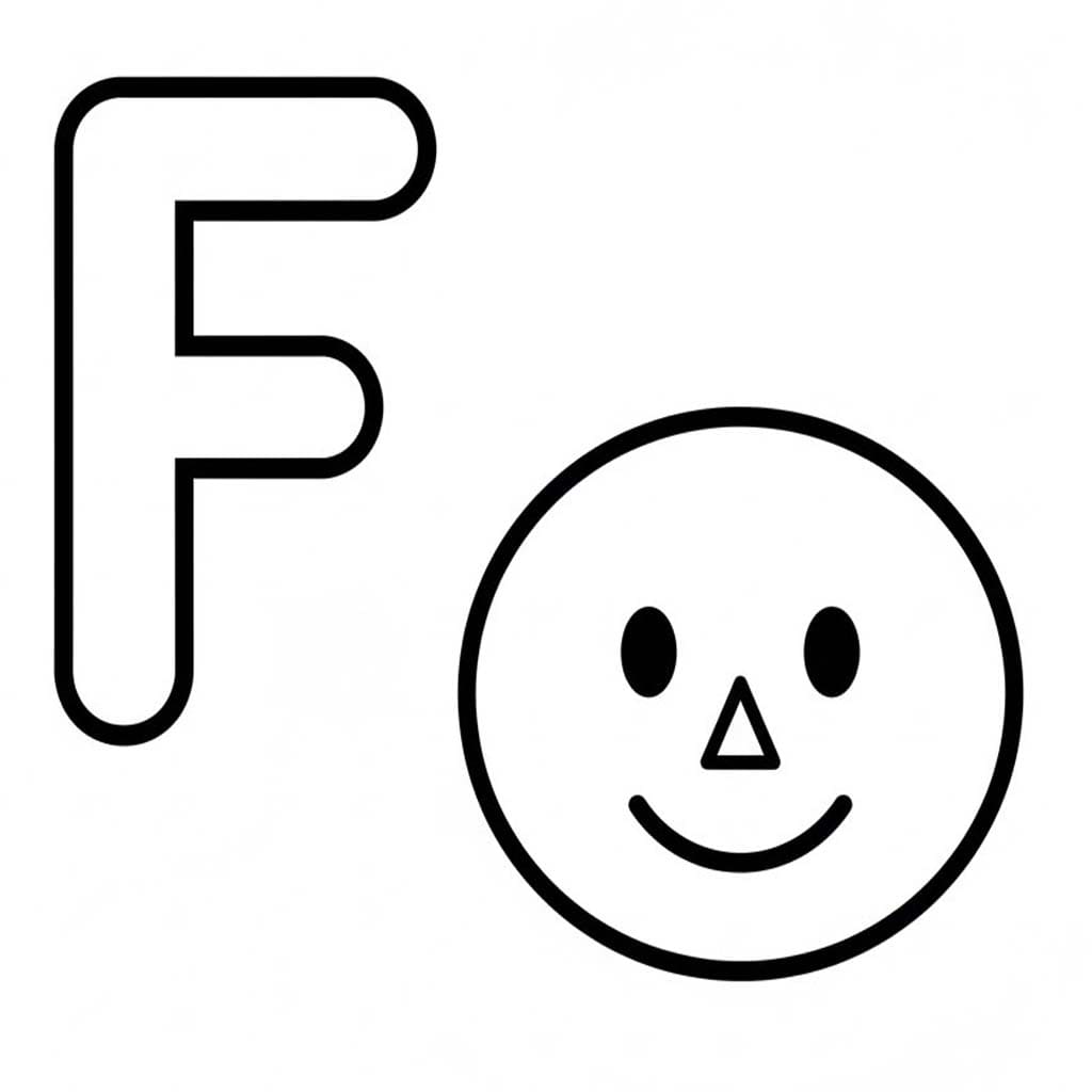 Fise de colorat cu Litera F este pentru Față