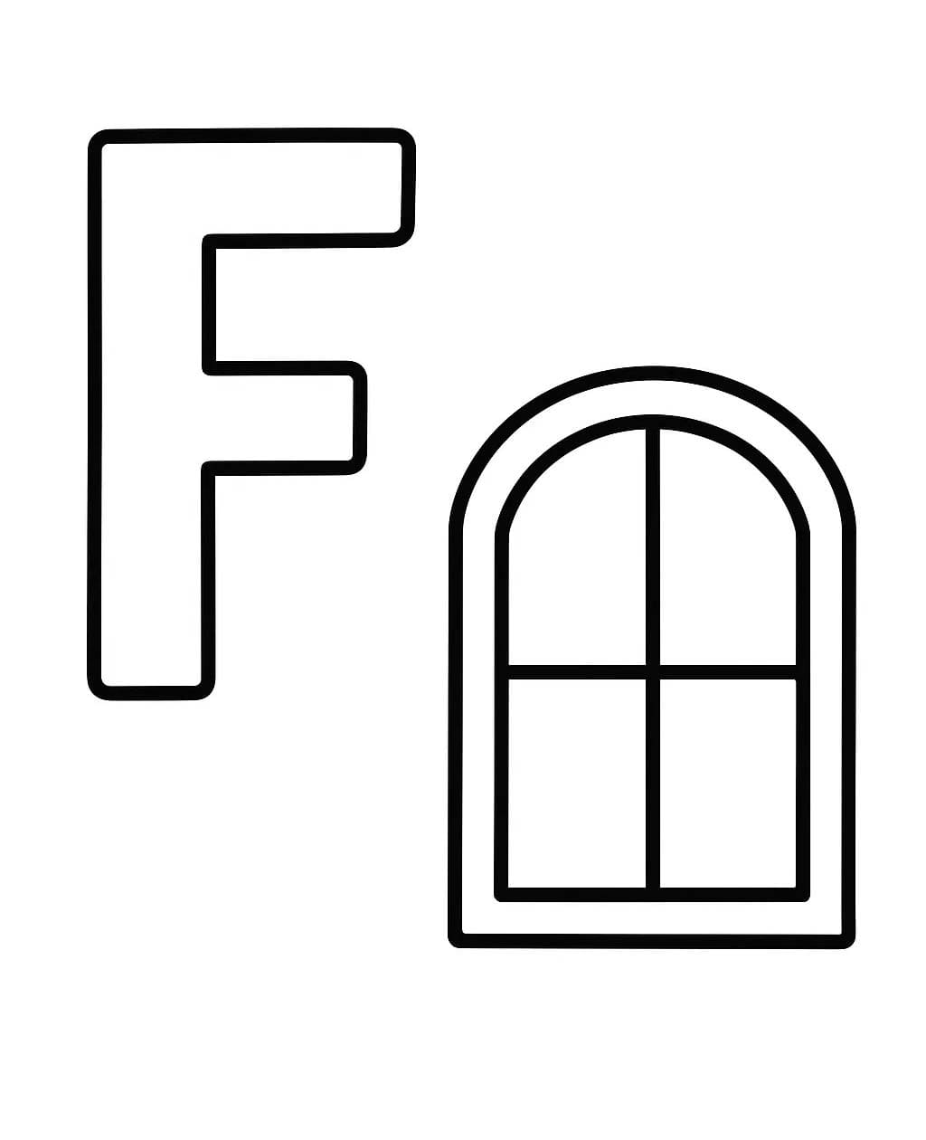 Fise de colorat cu Litera F este pentru Fereastră