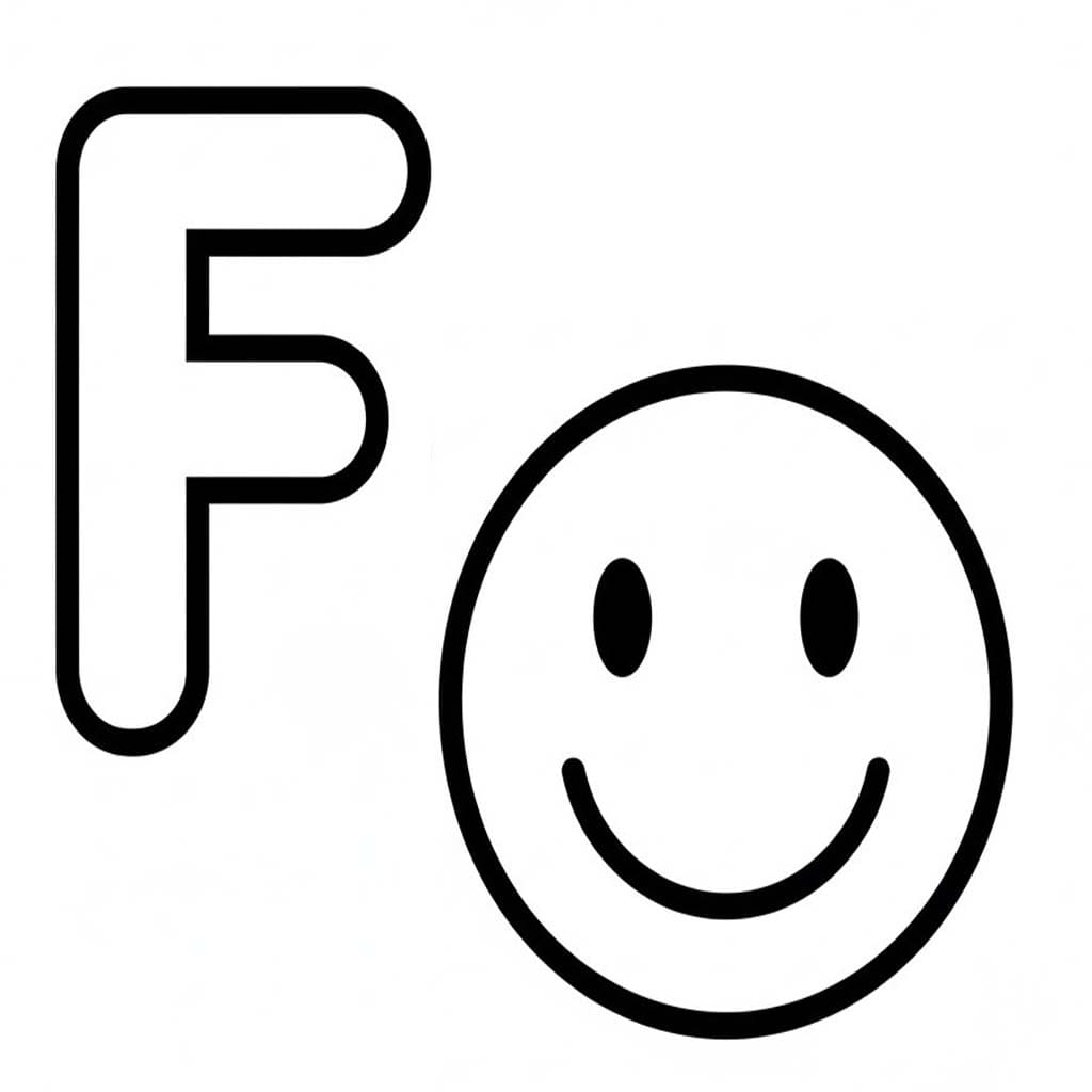 Fise de colorat cu Litera F este pentru Fericit