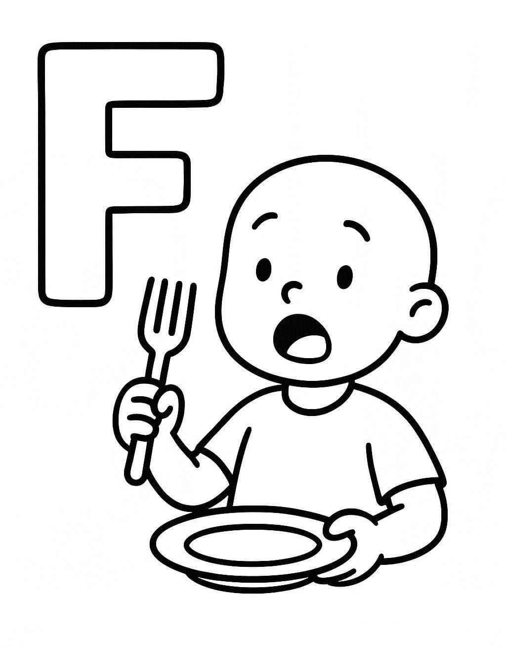 Fise de colorat cu Litera F este pentru Foame