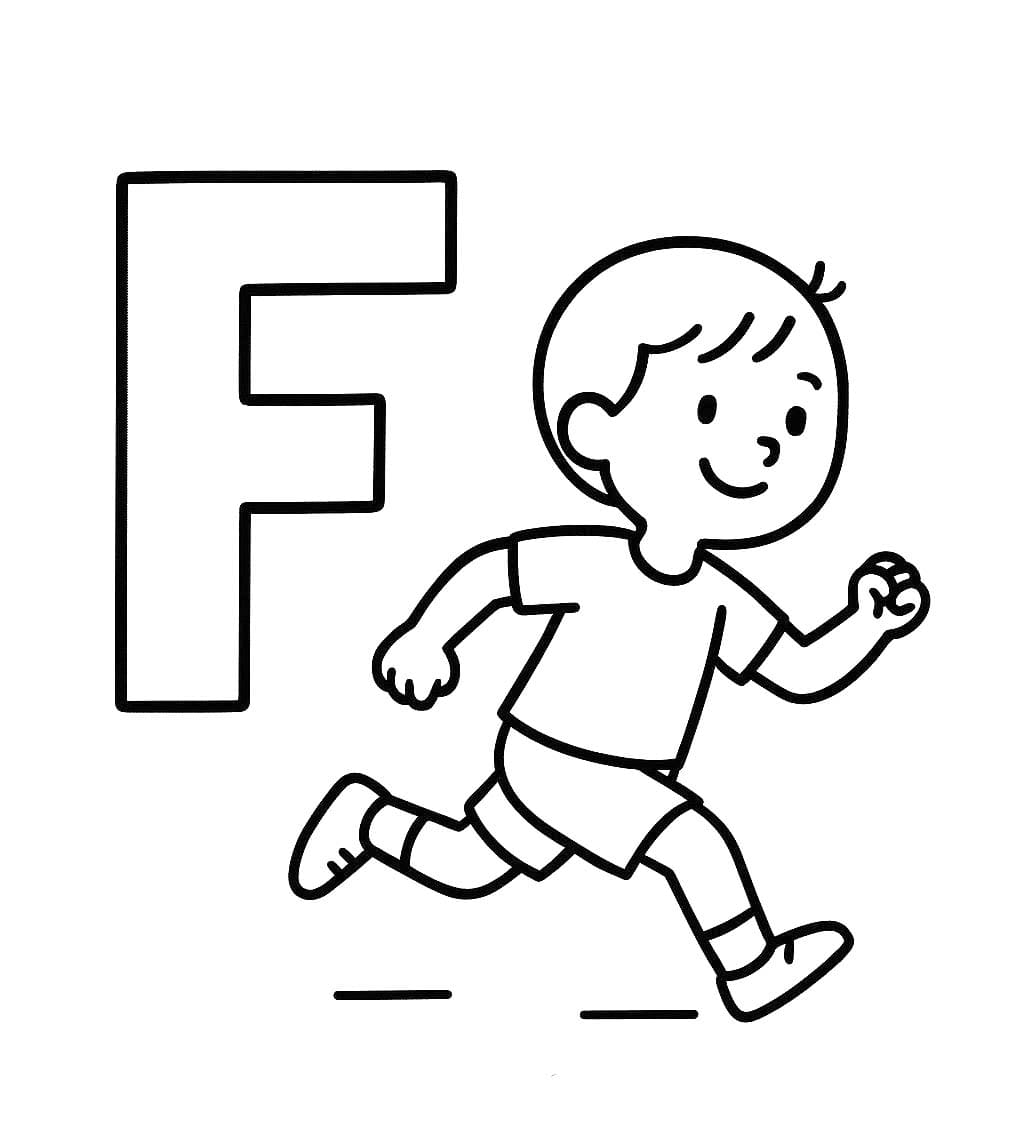 Fise de colorat cu Litera F este pentru Fugă