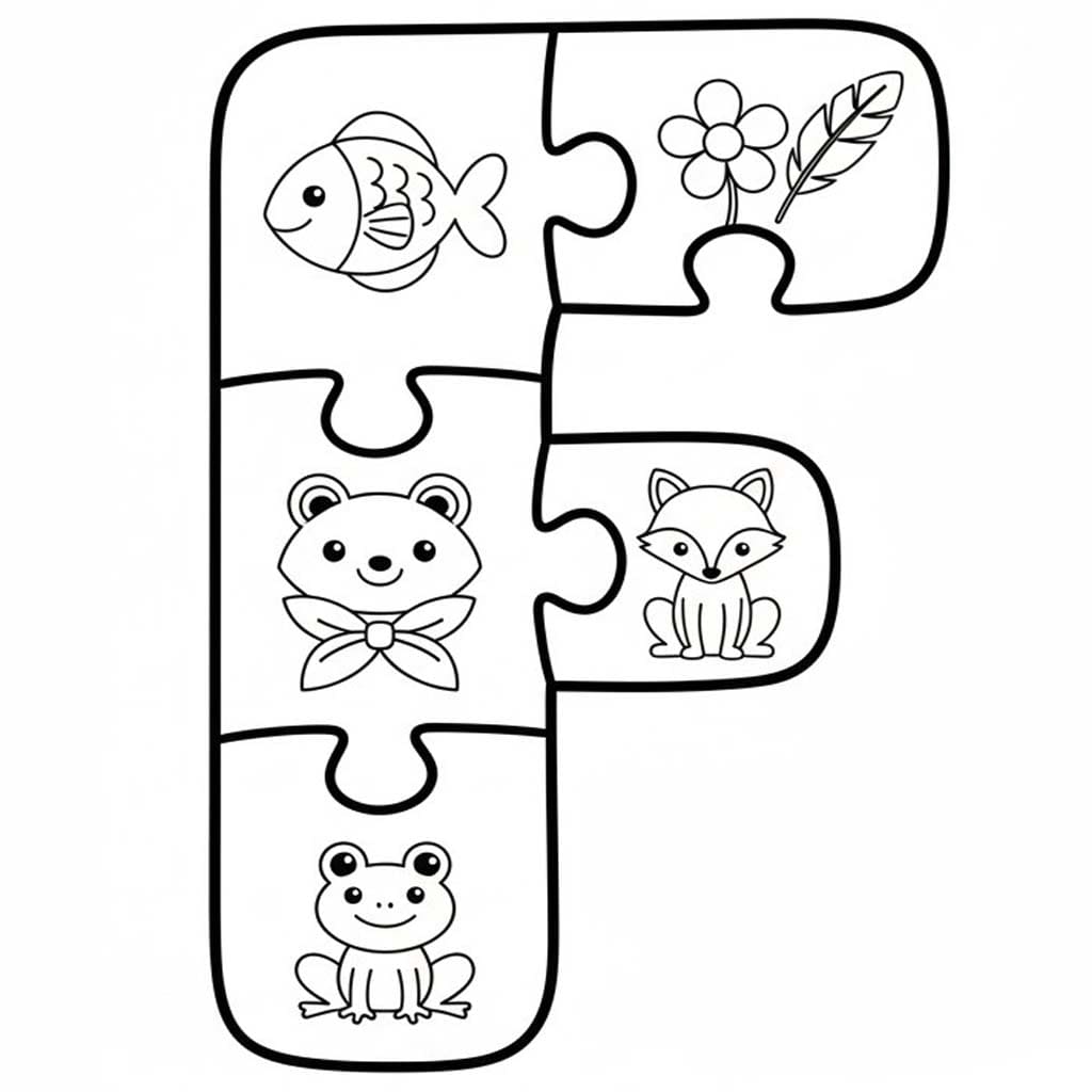 Fise de colorat cu Litera F imprimabil gratuit