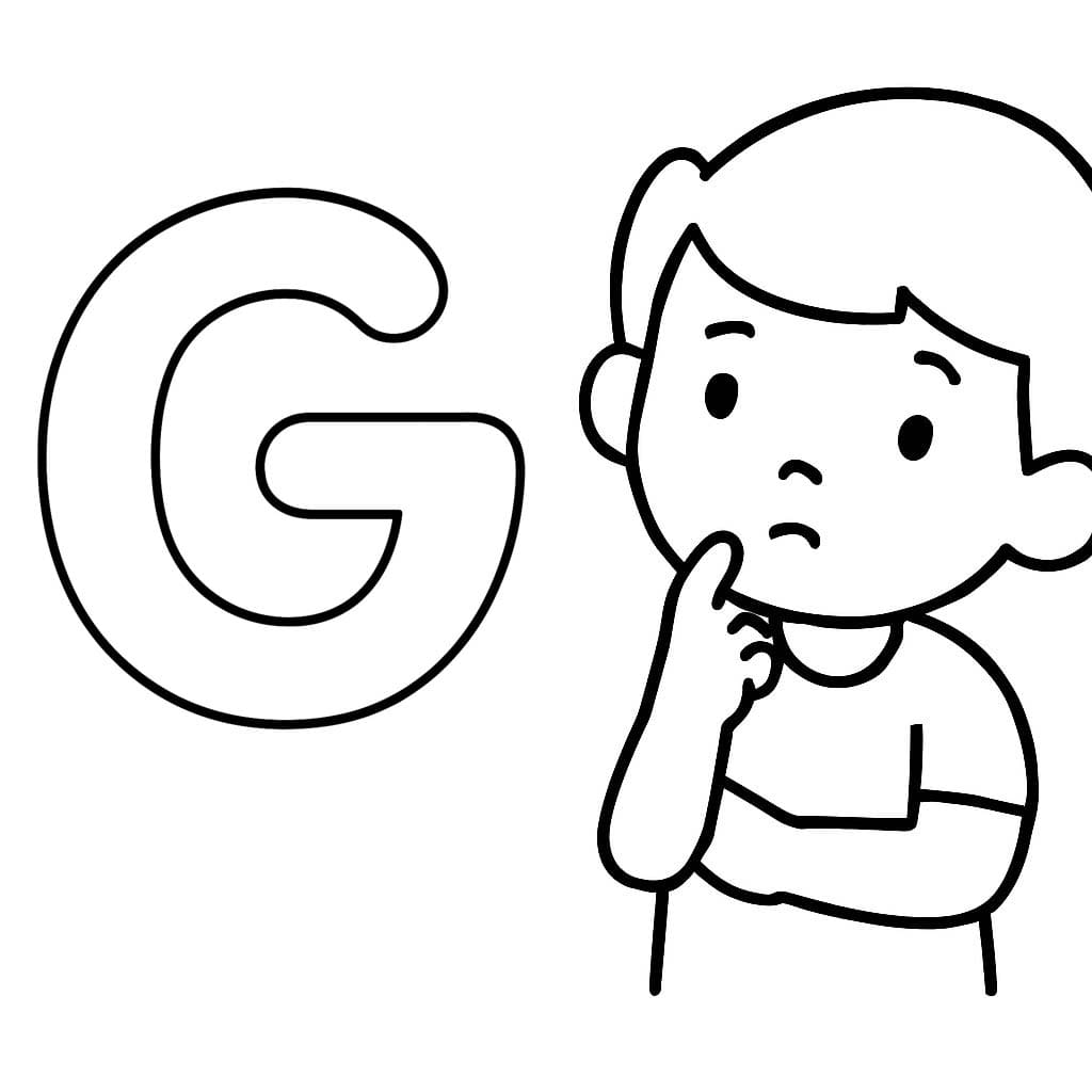 Fise de colorat cu Litera G este pentru Gând