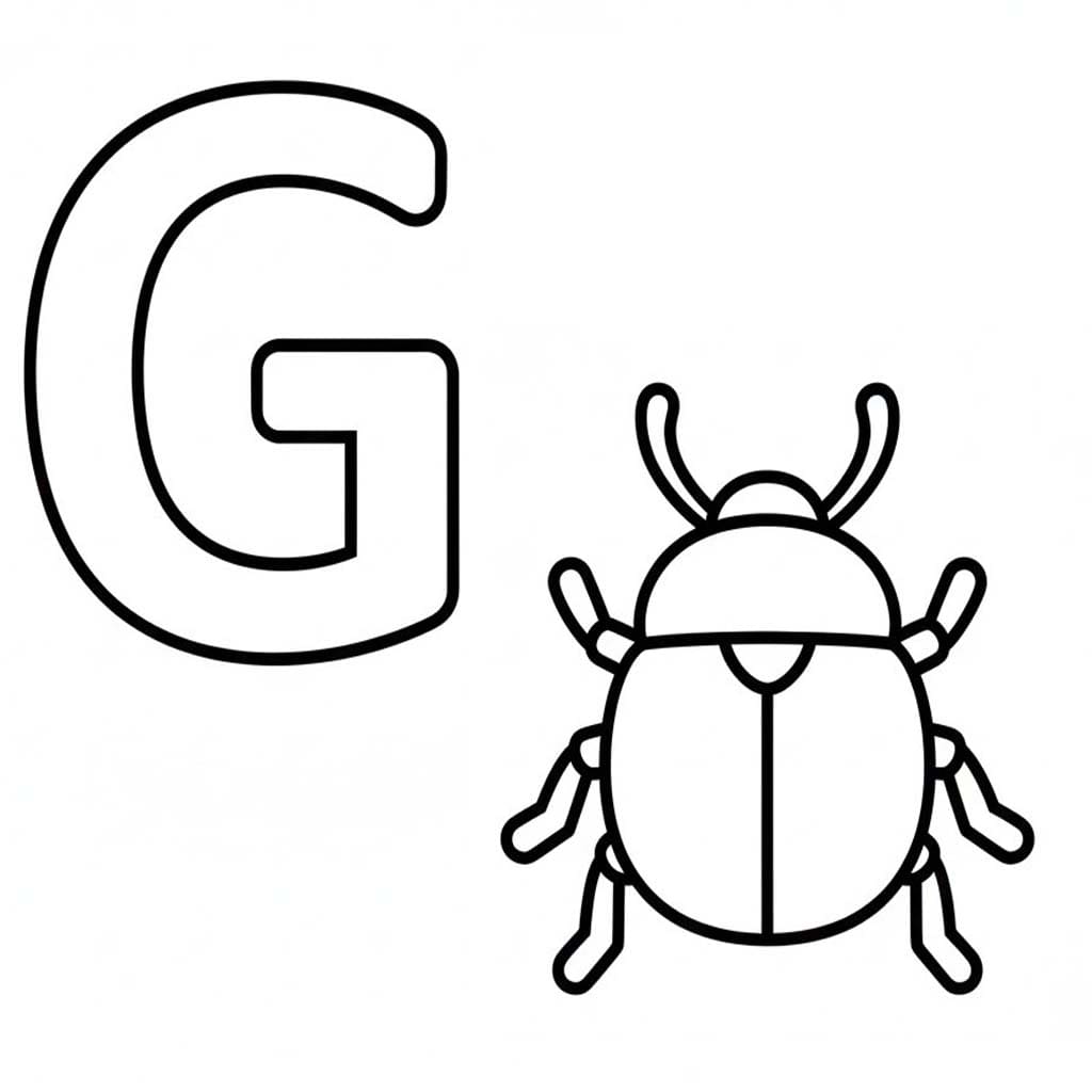Fise de colorat cu Litera G este pentru Gândac