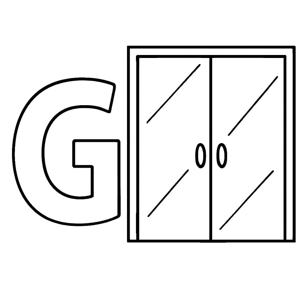Fise de colorat cu Litera G este pentru Geam