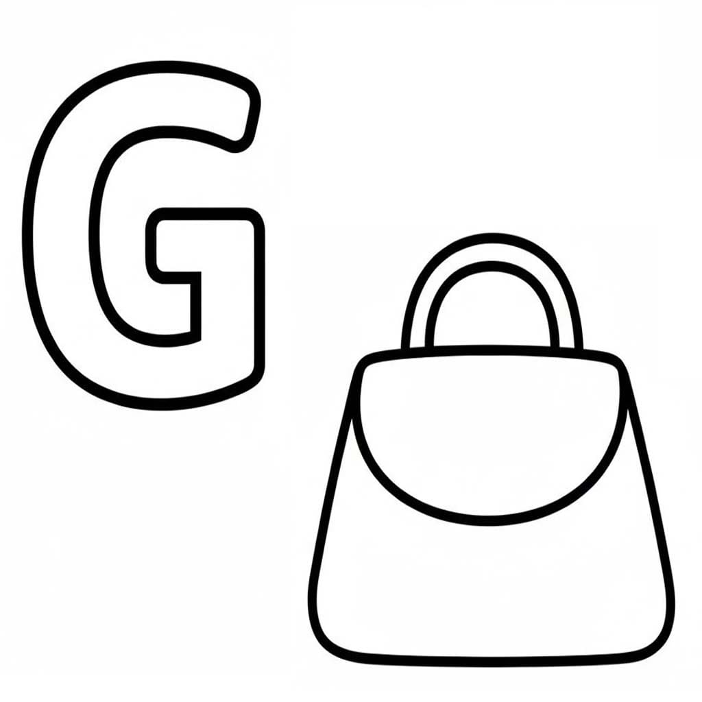Fise de colorat cu Litera G este pentru Geantă
