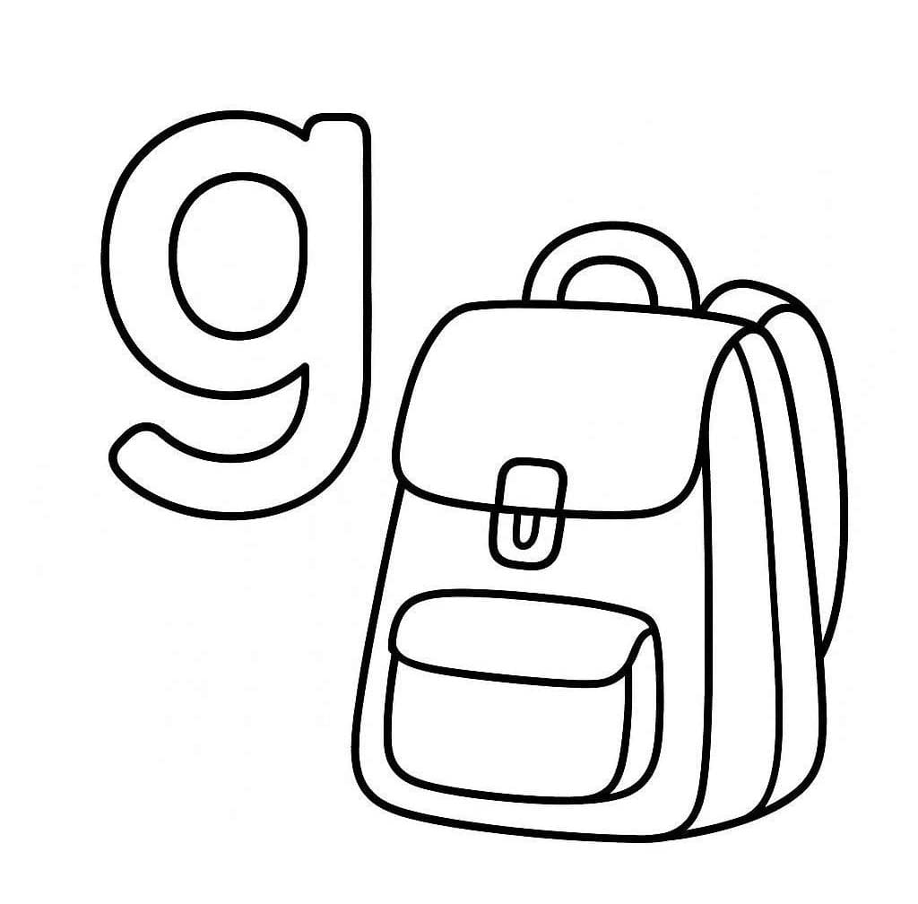 Fise de colorat cu Litera G este pentru Ghiozdan