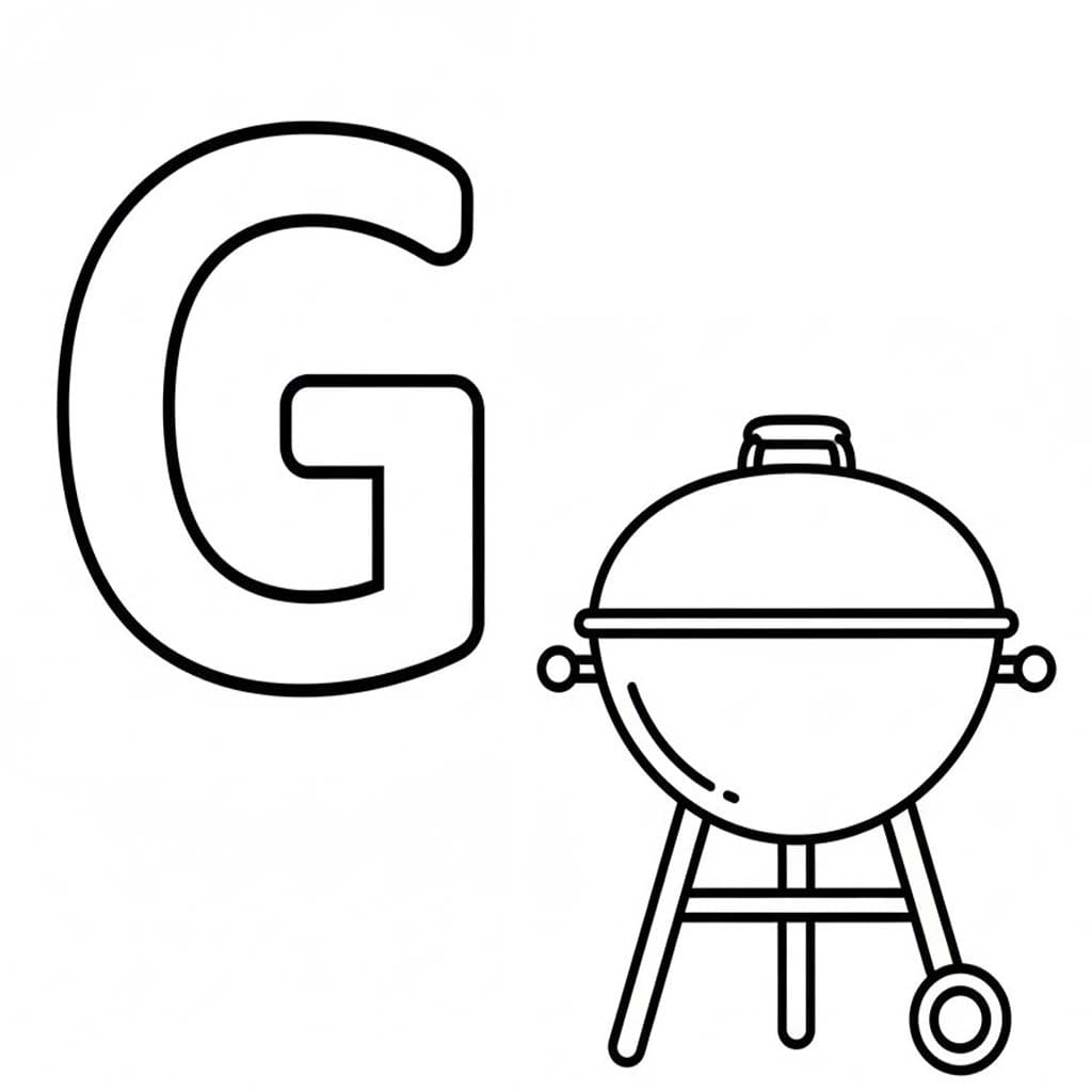 Fise de colorat cu Litera G este pentru Grătar