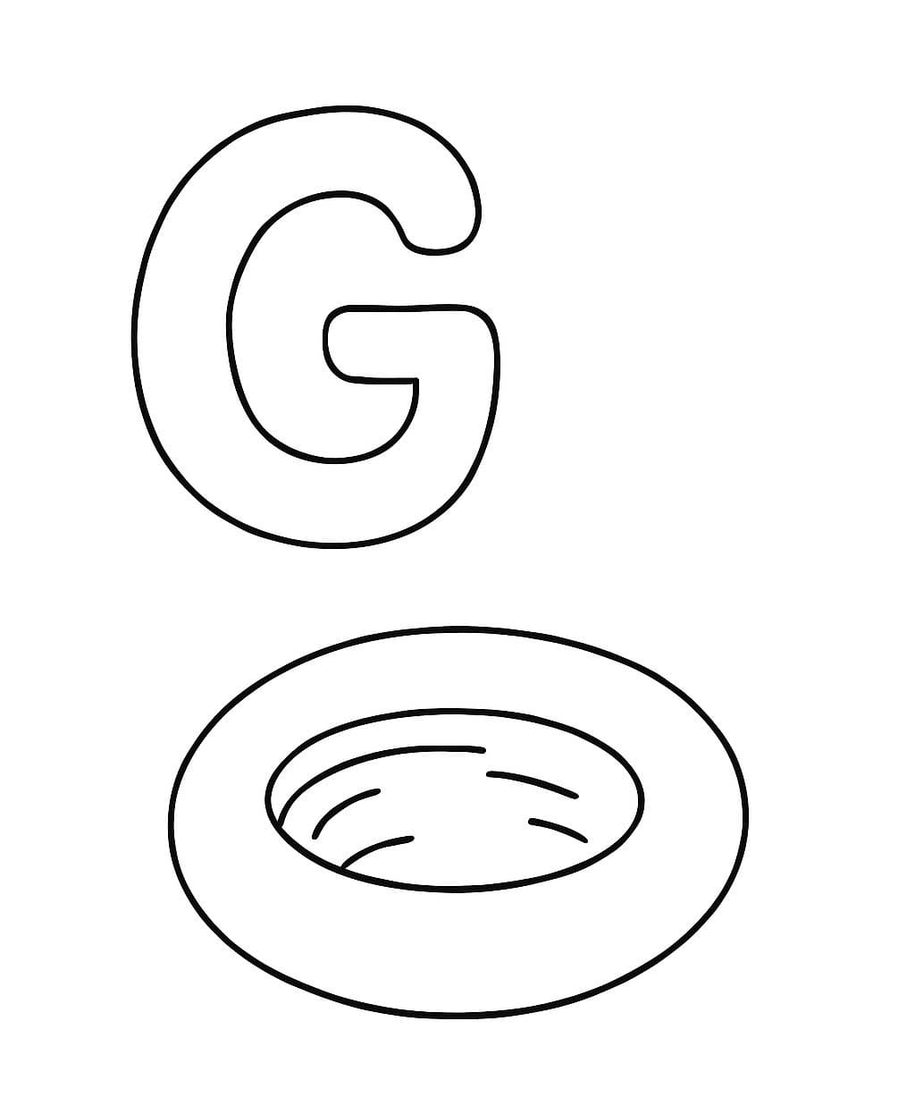 Fise de colorat cu Litera G este pentru Groapă