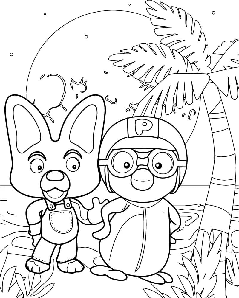 Fise de colorat cu Pororo pentru copii